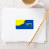 明るい黄色と青のモダン円 ラベル (インサイチュ)