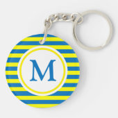 明るい黄色と青のモノグラム キーホルダー (裏面)