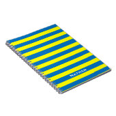 明るい黄色と青ストライプのパーソナライズされた ノートブック (右側)