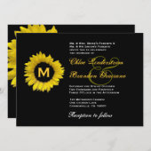 明るい黄色と黒のひまわり結婚のテンプレート 招待状 (正面/裏面)