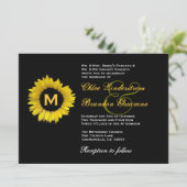 明るい黄色と黒のひまわり結婚のテンプレート 招待状 (スタンド正面)