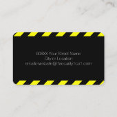 明るい黄色と黒の警告セキュリティガード 名刺 (裏面)