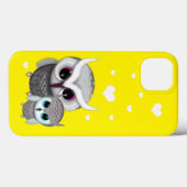 明るい黄色にフクロウとハート Case-Mate iPhoneケース (裏面 (横))