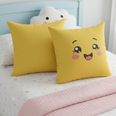 明るい黄色のかわいいスマイルフェイススローピロー クッション