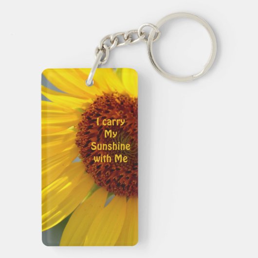 明るい黄色のひまわりパーソナライズされた花 キーホルダー (裏面)