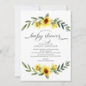 明るい黄色のひまわりフローラ赤ちゃんシャワー 招待状 (正面)