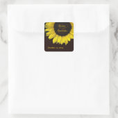 明るい黄色のひまわり結婚のステッカー スクエアシール (バッグ)