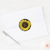 明るい黄色のひまわり結婚のステッカー ラウンドシール (封筒)