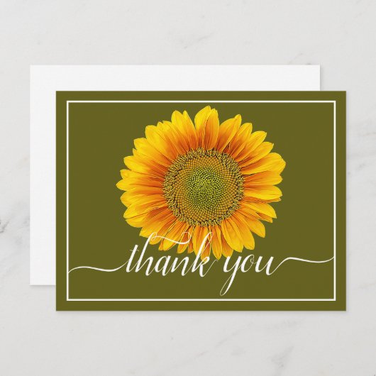 明るい黄色のひまわり緑の背景ありがとう ポストカード (正面/裏面)