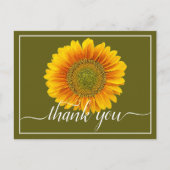 明るい黄色のひまわり緑の背景ありがとう ポストカード (正面)