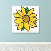 明るい黄色のひまわり キャンバスプリント (インサイチュ (ウッドフロア))