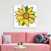 明るい黄色のひまわり キャンバスプリント (インサイチュ (リビング))