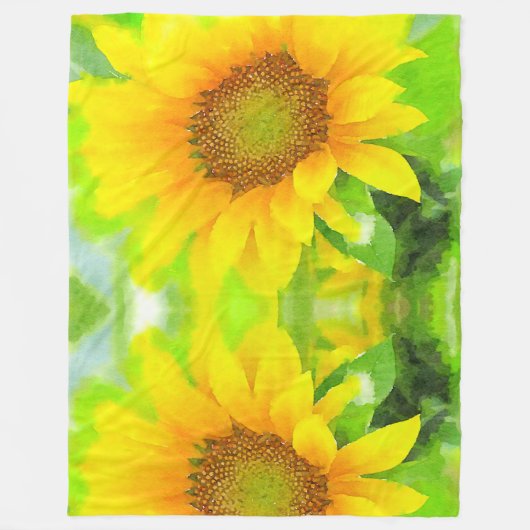 明るい黄色のひまわり フリースブランケット (正面)