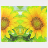 明るい黄色のひまわり フリースブランケット (正面(横))