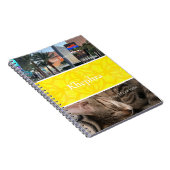 明るい黄色のろうけつ染めフォト縁どコラージュ、名前 ノートブック (右側)