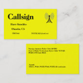 明るい黄色のアマチュアの無線通話の標識 名刺 (正面/裏面)