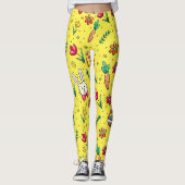明るい黄色のイースターパターンレギンス レギンス (正面)