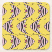 明るい黄色のエンジェルフィッシュ スクエアペーパーコースター (正面)