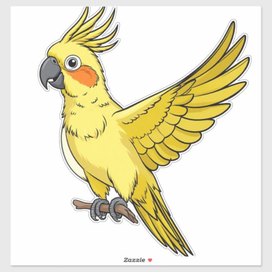 明るい黄色のオウムのキャラクター シール (シート)