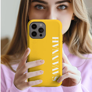 明るい黄色のカスタムネーム シンプル iPhone 13 PRO MAXケース