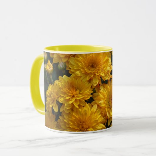 明るい黄色のキクの花 フラワーマグ マグカップ (正面左)