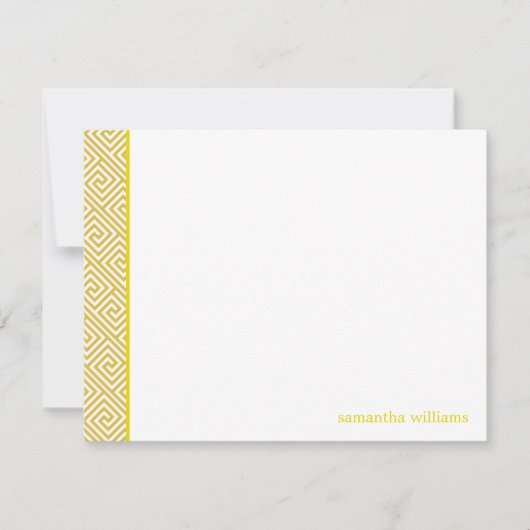 明るい黄色のギリシャ鍵のパターンありがとうございます 招待状 (正面)