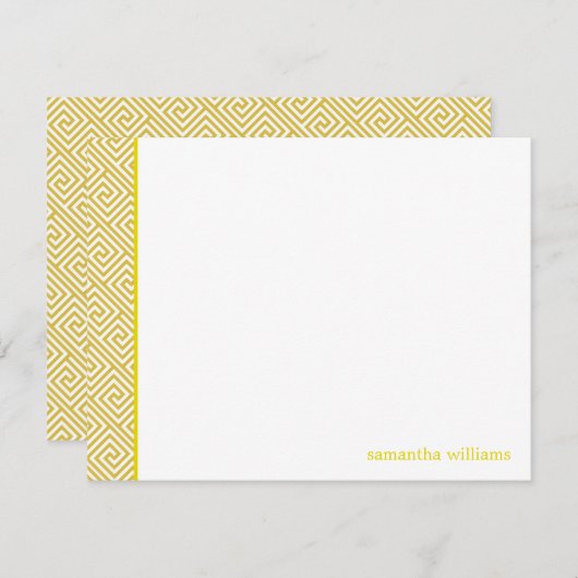 明るい黄色のギリシャ鍵のパターンありがとうございます 招待状 (正面/裏面)