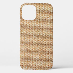 明るい黄色のギンガム生地のテクスチャ。 iPhone 12ケース