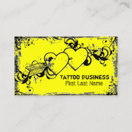 明るい黄色のグランジハートタトゥーの名刺 名刺