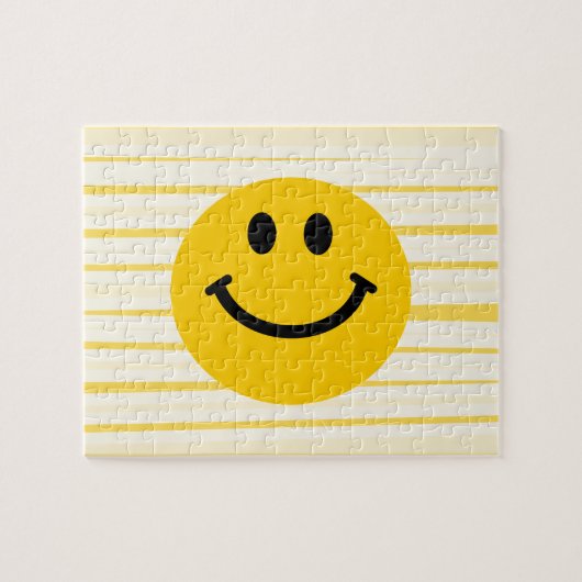 明るい黄色のストライブ柄の顔 ジグソーパズル (横)