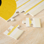 明るい黄色のストライブ柄の顔 ジグソーパズル (側面)