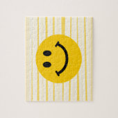 明るい黄色のストライブ柄の顔 ジグソーパズル (縦)