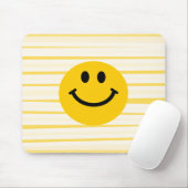 明るい黄色のストライブ柄の顔 マウスパッド (マウス)