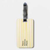 明るい黄色のストライブ柄の顔 ラゲッジタグ (裏面縦)