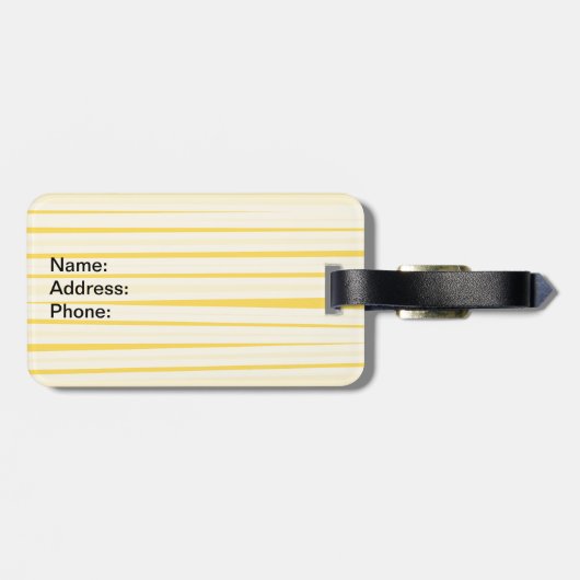 明るい黄色のストライブ柄の顔 ラゲッジタグ (裏面横)