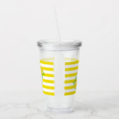 明るい黄色のストライプ柑橘類フルーツスライスモノグラム アクリルタンブラー (左)