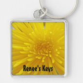 明るい黄色のスパイシーダリアのパーソナライズされた写真 キーホルダー (正面)