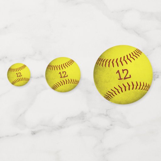 明るい黄色のソフトボールをテーマにした女子スポーツパーティー コンフェッティ (裏面)