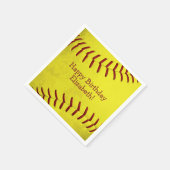 明るい黄色のソフトボールをテーマにした女子スポーツパーティー スタンダードカクテルナプキン (角)