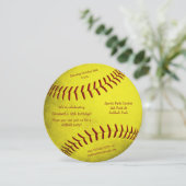 明るい黄色のソフトボールをテーマにした女子スポーツパーティー 案内状 (スタンド正面)