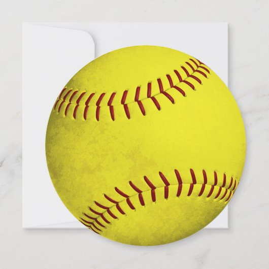 明るい黄色のソフトボールをテーマにした女子スポーツパーティー 案内状 (裏面)