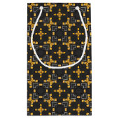 明るい黄色のタクシーのタクシーのパターン スモールペーパーバッグ (裏面)