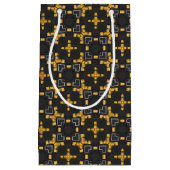 明るい黄色のタクシーのタクシーのパターン スモールペーパーバッグ (正面)