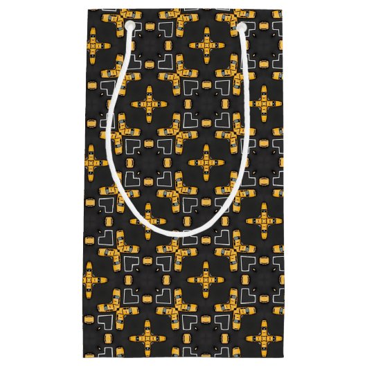 明るい黄色のタクシーのタクシーのパターン スモールペーパーバッグ (正面)
