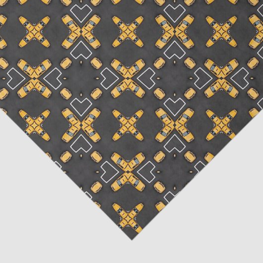 明るい黄色のタクシーのタクシーのパターン 薄葉紙 (詳細)