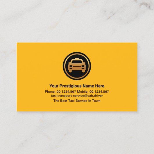 明るい黄色のタクシーのライン私用人雇いタクシー運転手 名刺 (裏面)