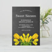 明るい黄色のチューリップ花Sweet sixteen 招待状 (スタンド正面)