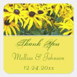 明るい黄色のデイジー感謝していユー結婚式の引き出物 スクエアシール