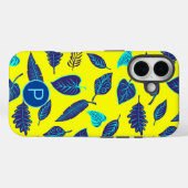 明るい黄色のトロピカルリーフ柄モノグラム Case-Mate iPhoneケース (裏面 (横))