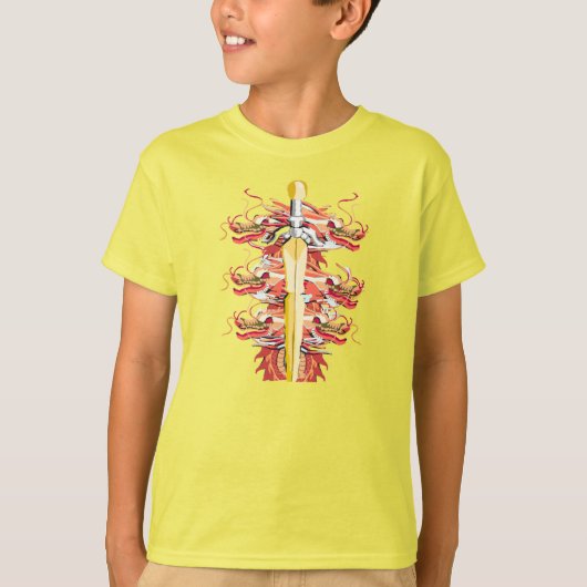 明るい黄色のドラゴン剣 Tシャツ (正面)